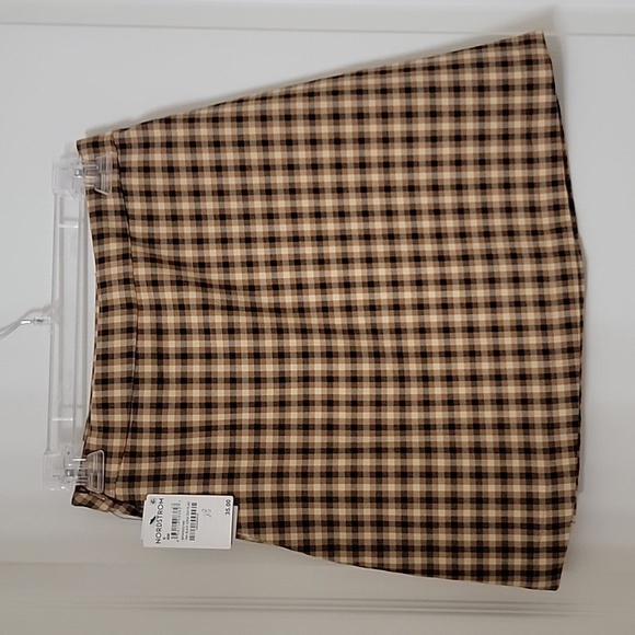 BP Size S Black Tan Cream Plaid Faux Wrap Button Front Mini Skirt, NEW with Tag - Picture 3 of 11